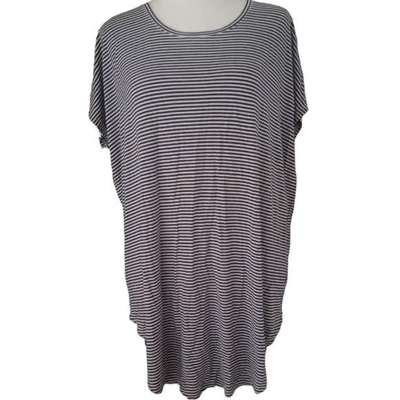 Anthropologie Floreat Navy White Stripe Oversize Tunic Top Pleat Back Size Small - Picture 1 of 7